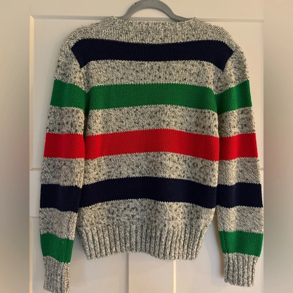 Ella Crewneck Sweater - Gray, Green, Red, and Blue - Vintage!